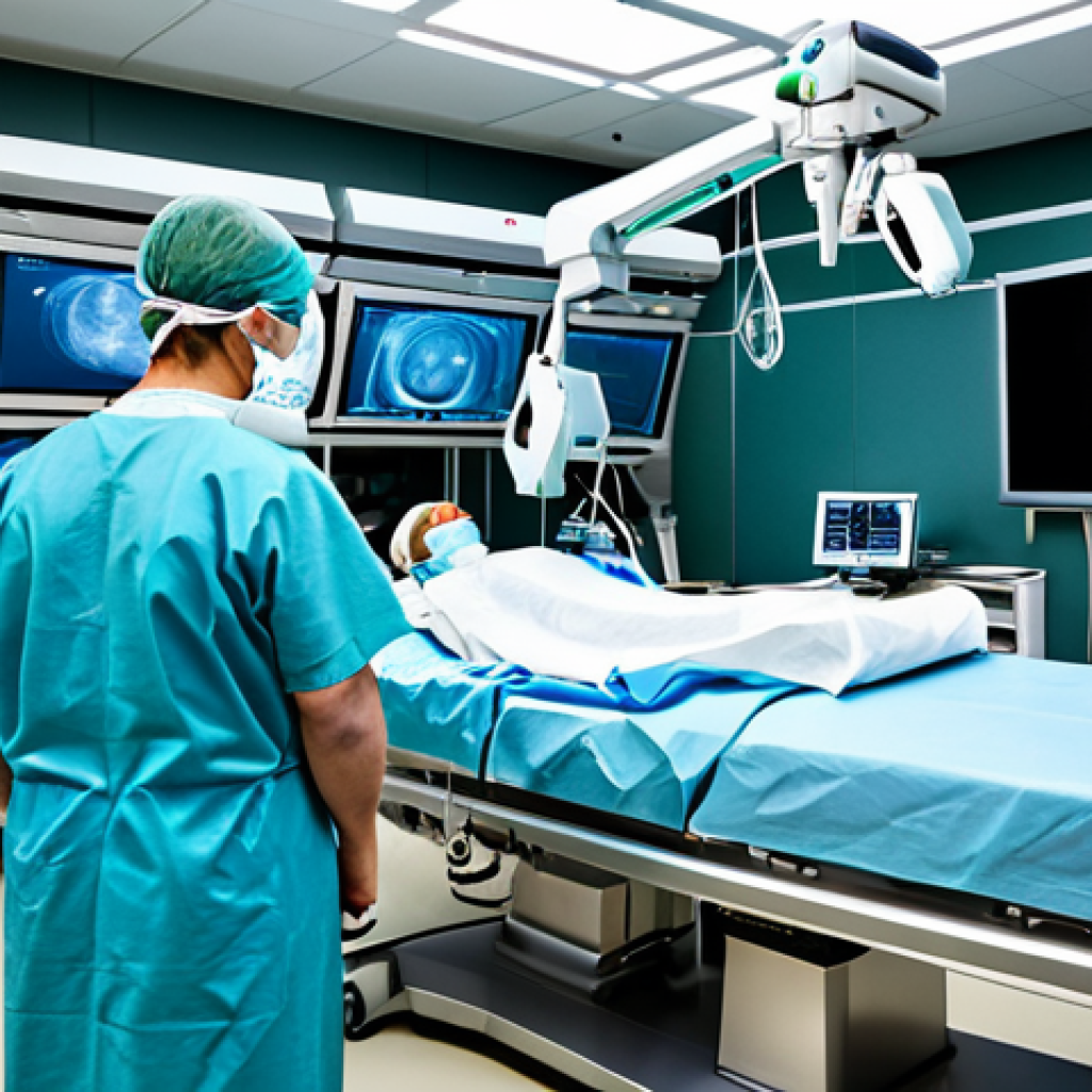 소화기 외과 치료법 - Minimally Invasive Surgery**
"A modern operating room showcasing a da Vinci surgical robot performi...