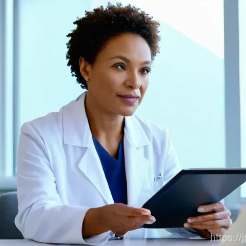 갑상선암 초기 치료법 - **Prompt:** A compassionate and professional female doctor, in her late 40s, wearing a clean white l...