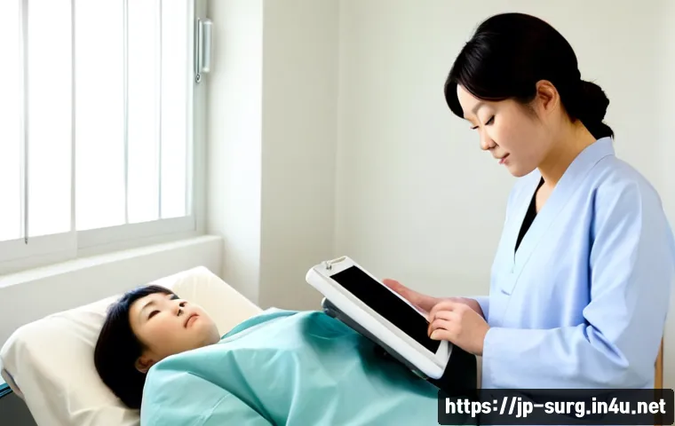 유방암 수술 전후 - Photorealistic hospital consultation scene before breast cancer surgery, adult Japanese woman fully ...